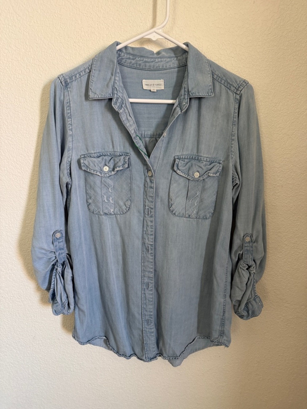 Thread & Supply Chambray Light Wash Denim Button-Up Shirt